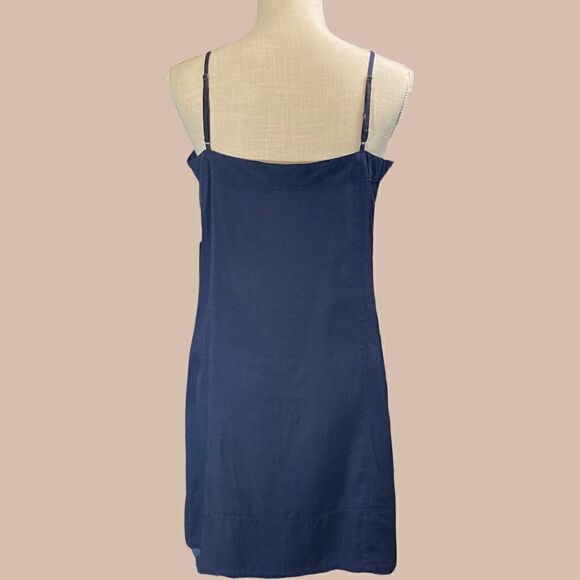 NWT Tencel Vince Camuto Navy Blue Vneck Button Down Spaghetti Strap Dress - Picture 3 of 11